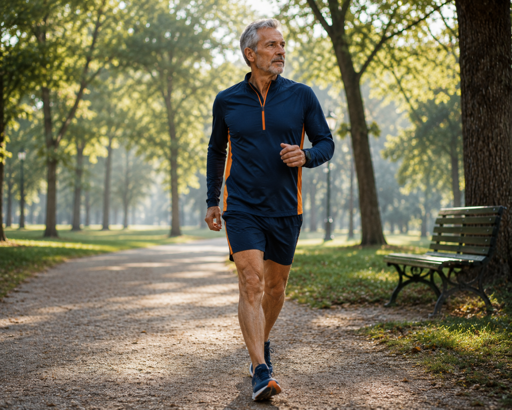 runner over 60 camminata veloce parco abbigliamento sportivo
