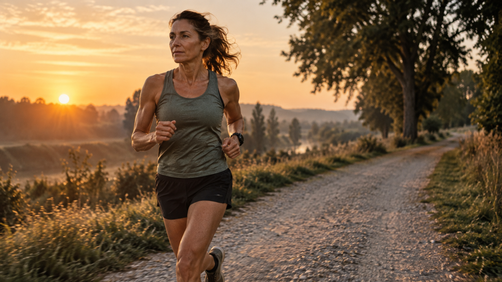 Allenare una donna non significa consegnarle un programma da uomo 3 Donna runner matura durante un allenamento mattutino su sterrato, WLF Team Sport